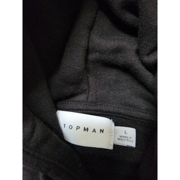 Topman Judgement Graphic Pullover Hoodie Black Fleece Lined Pocket Sz L EUC - Picture 6 of 9